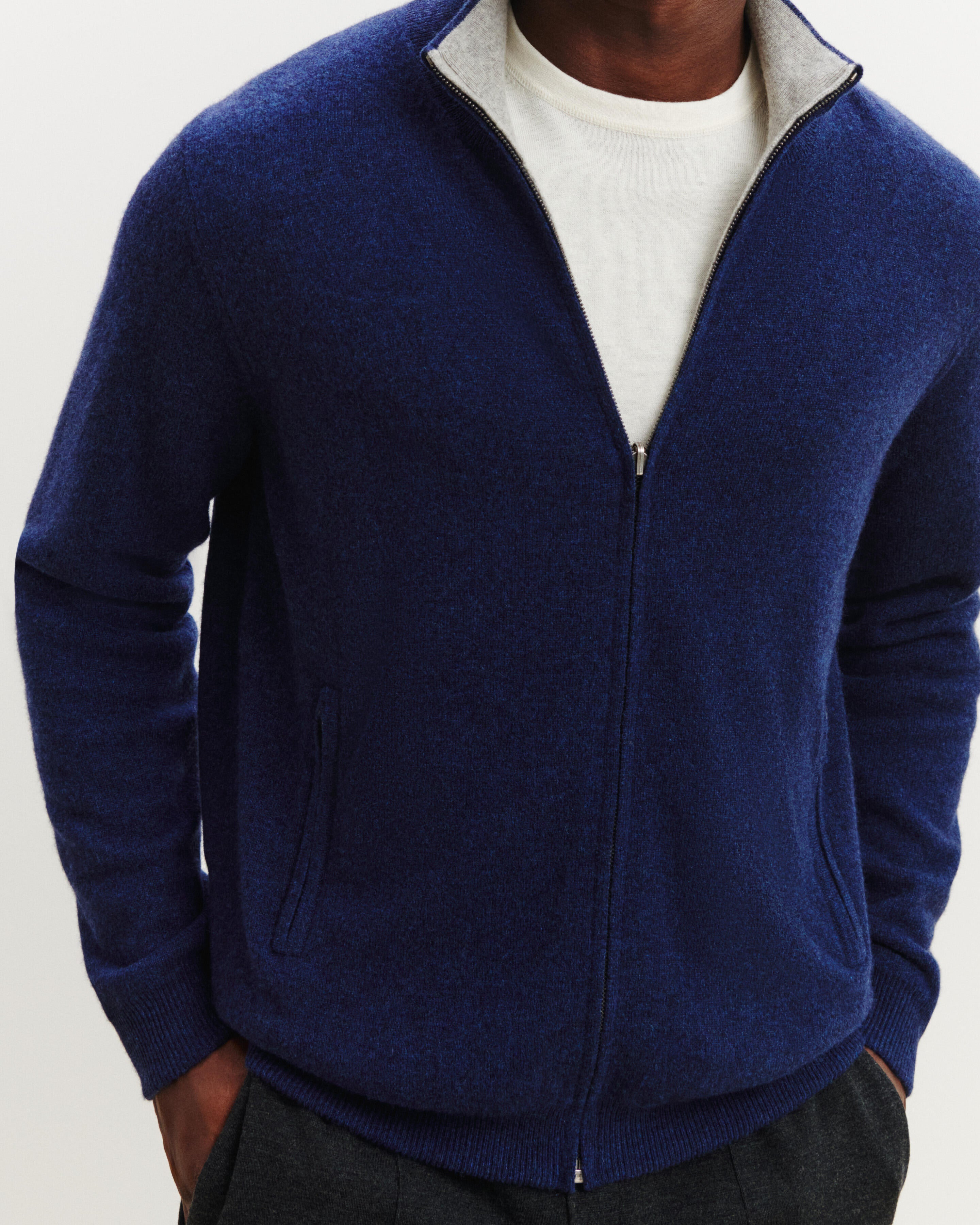 Blouson réversible Corto-BLEU NOCTURNE/GRIS ARGENTE-100% cachemire