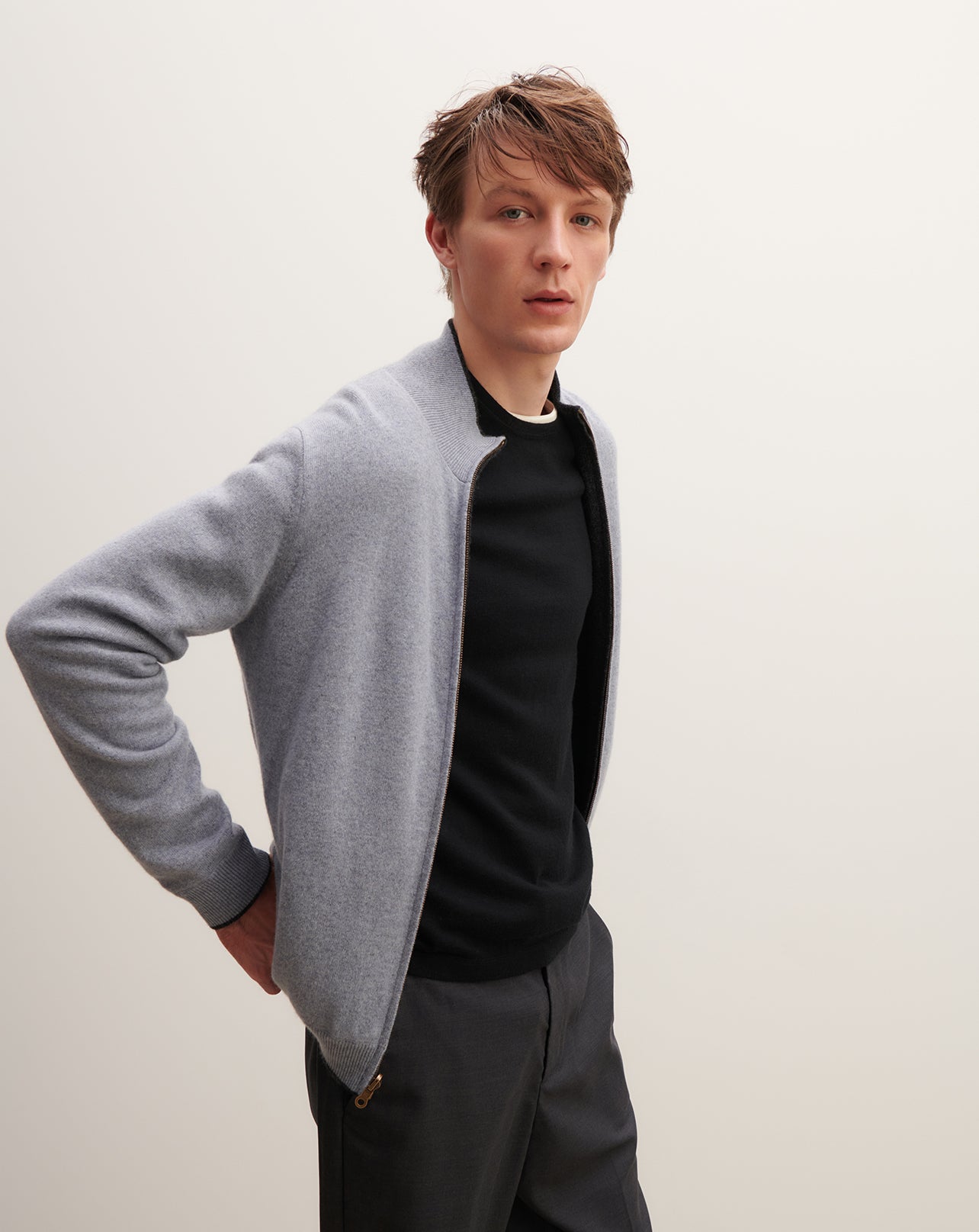 Blouson réversible-KHOL/BLEU MONTAGNE-100% cachemire