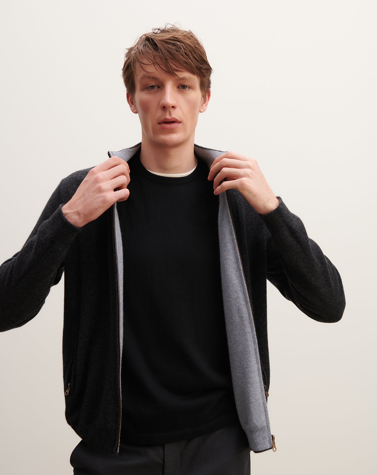 Blouson réversible-KHOL/BLEU MONTAGNE-100% cachemire