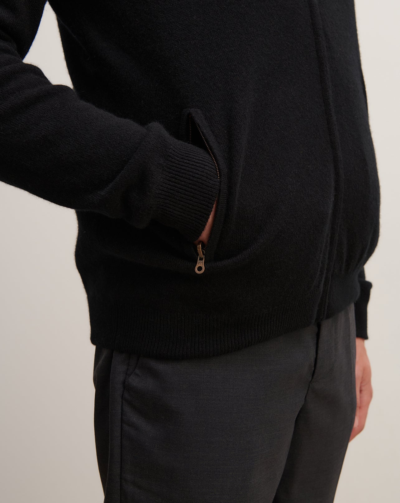 Blouson réversible-NOIR/KHOL-100% cachemire