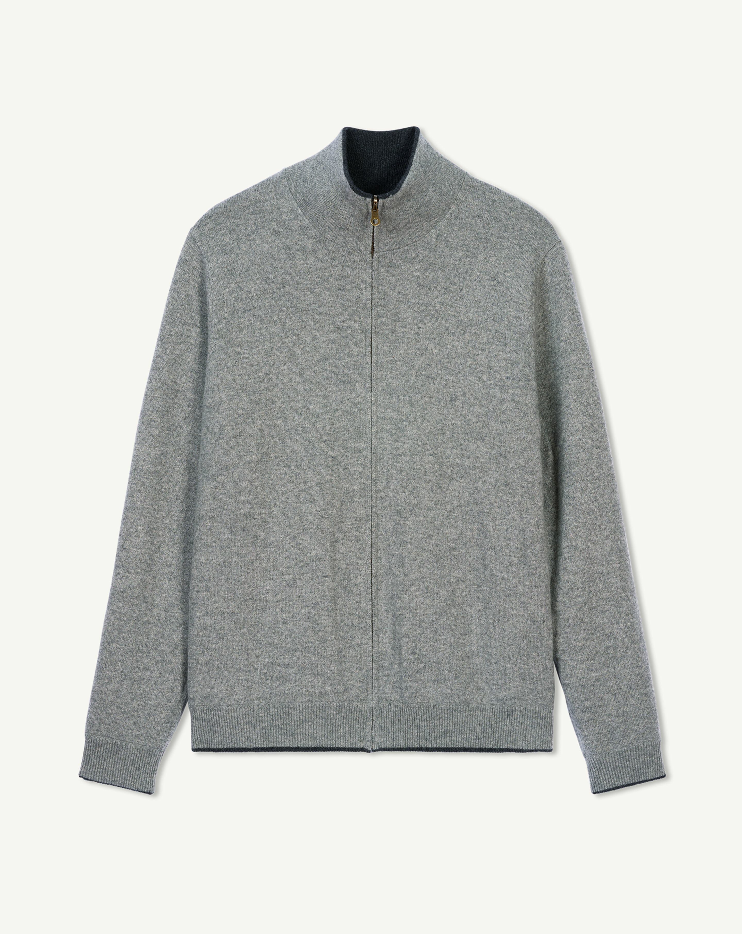 Blouson réversible-CHARBON/GRIS METEORITE-100% cachemire