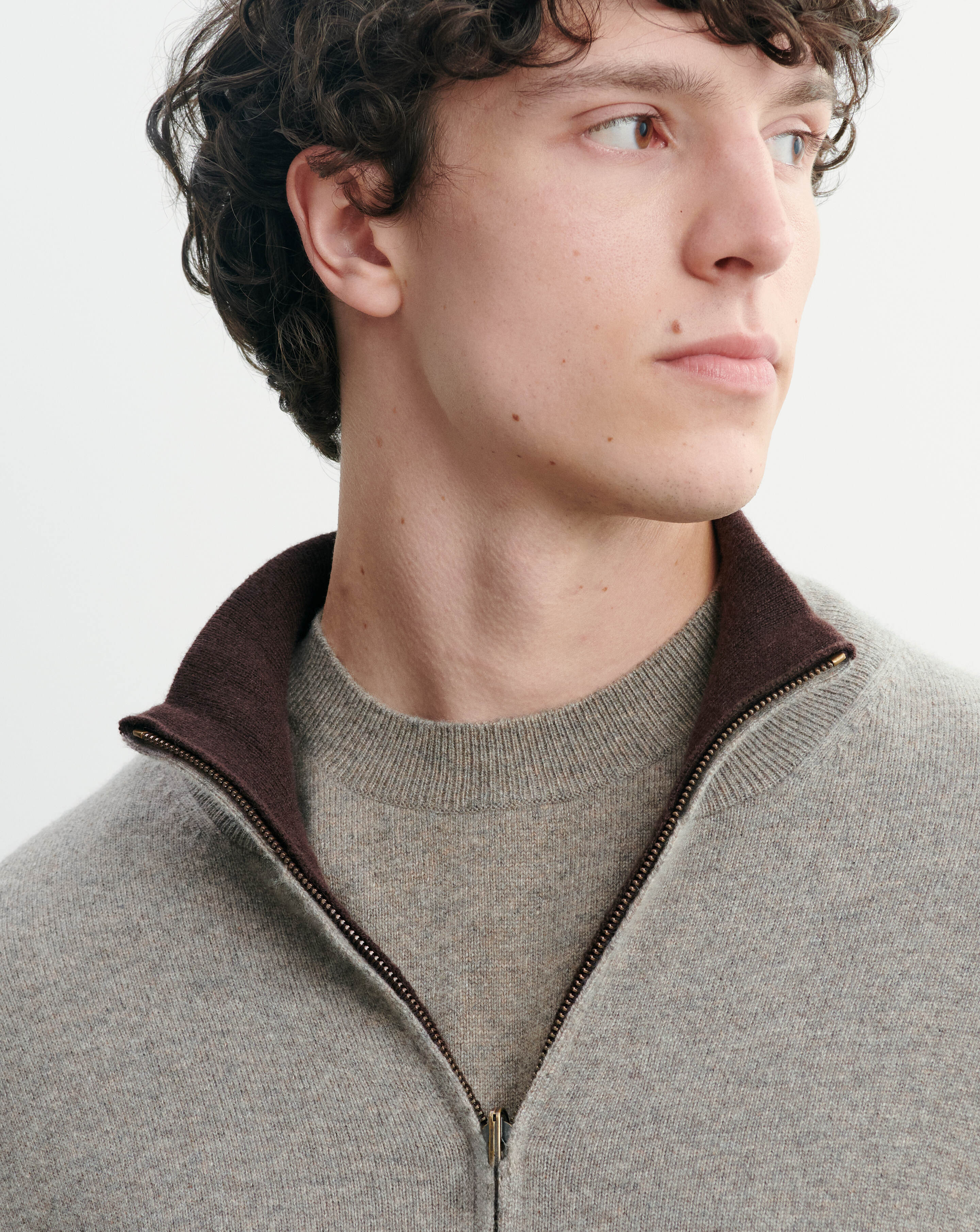 Blouson réversible-CHOCOLAT/MILLET-100% cachemire