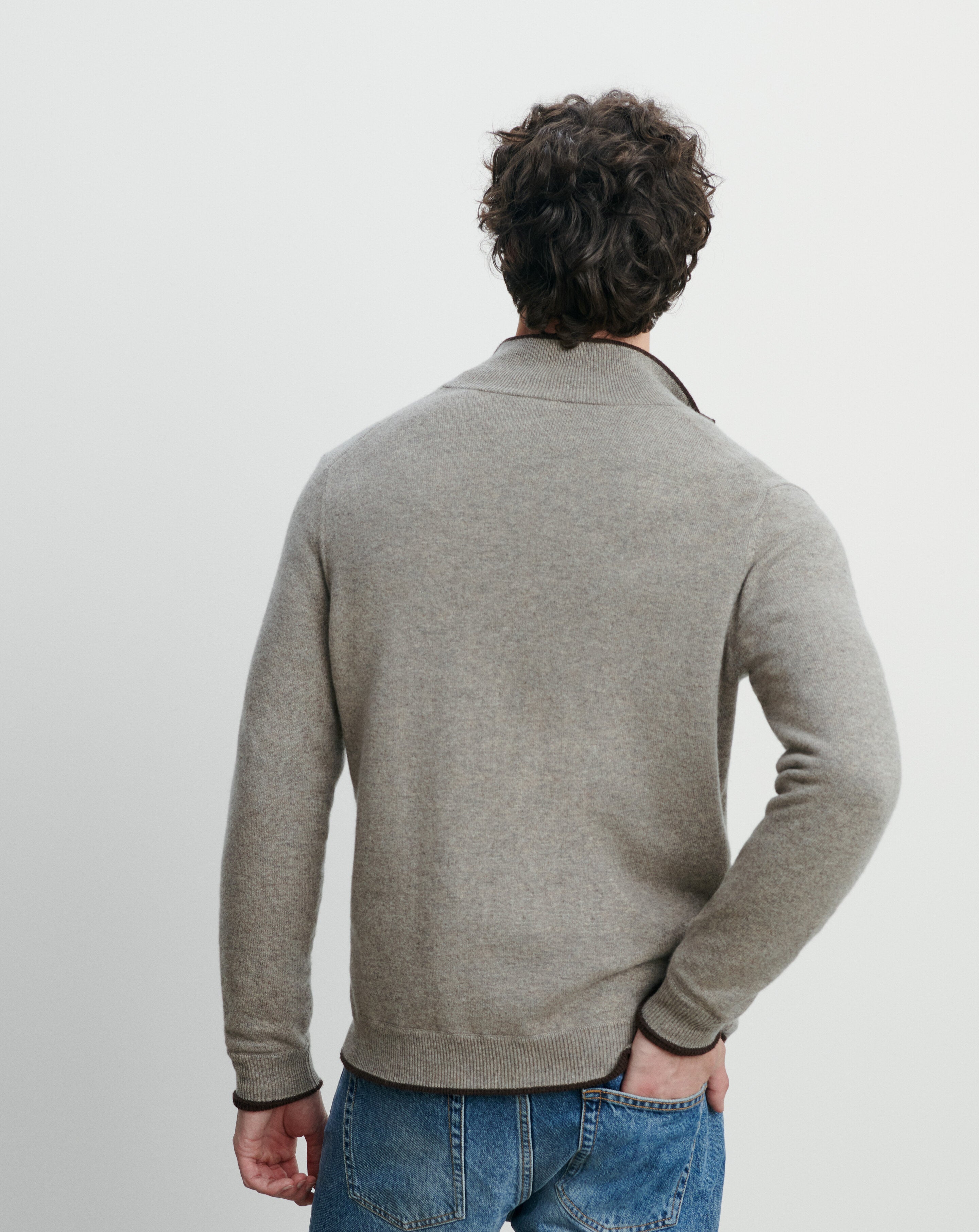 Blouson réversible-CHOCOLAT/MILLET-100% cachemire