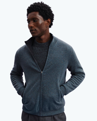 Blouson réversible Corto-BLEU GRANIT/CHARBON-100% cachemire