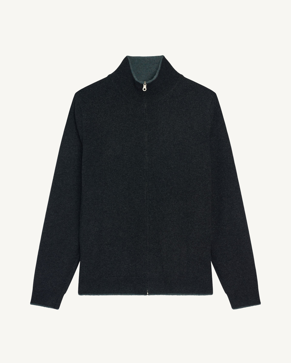 Blouson réversible-BLEU GRANIT/CHARBON-100% cachemire