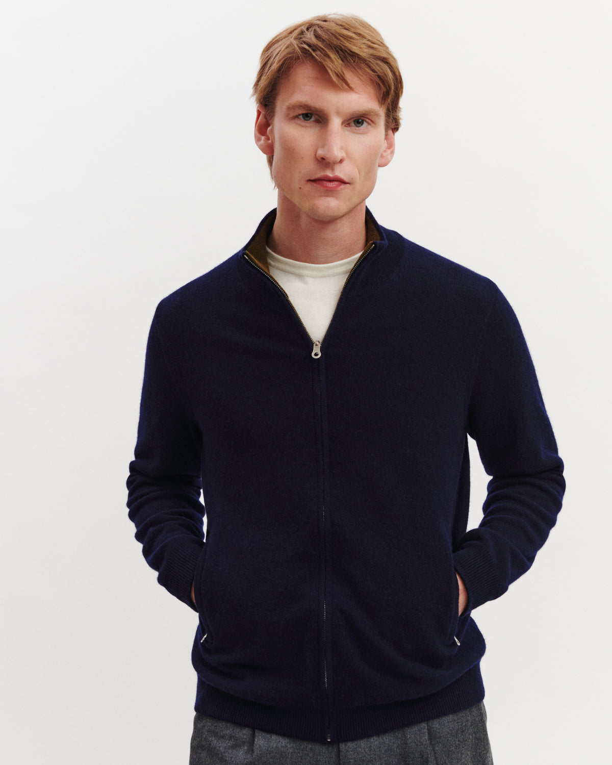 Blouson réversible Corto-MARINE/OLIVE-100% cachemire