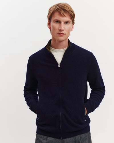 Blouson réversible Corto-MARINE/OLIVE-100% cachemire