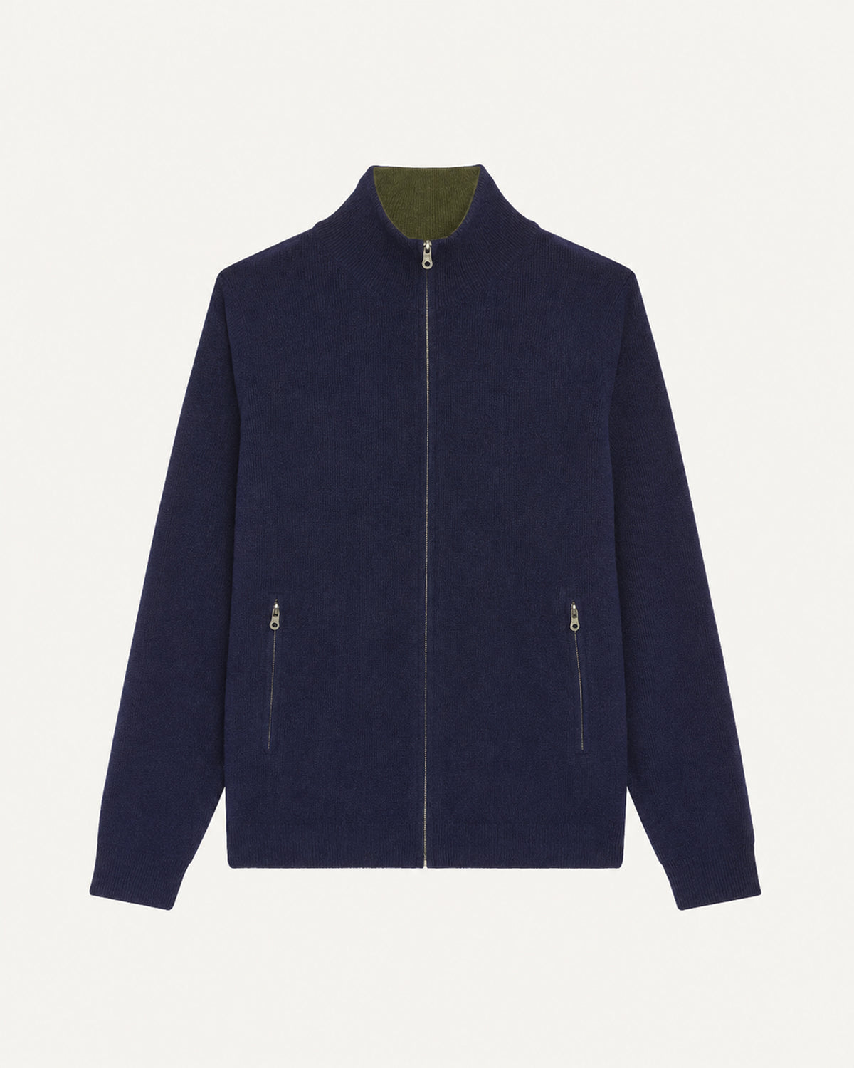Blouson réversible-MARINE/OLIVE-100% cachemire