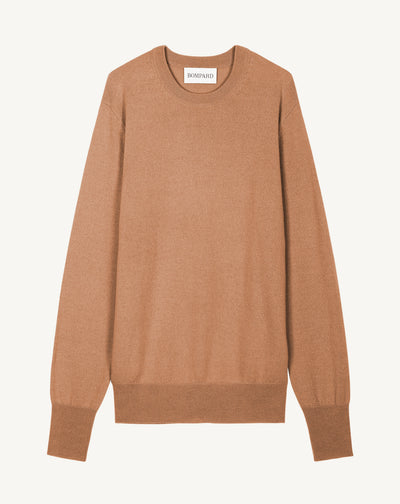 Pull col rond classique-CARAMEL-100% CACHEMIRE