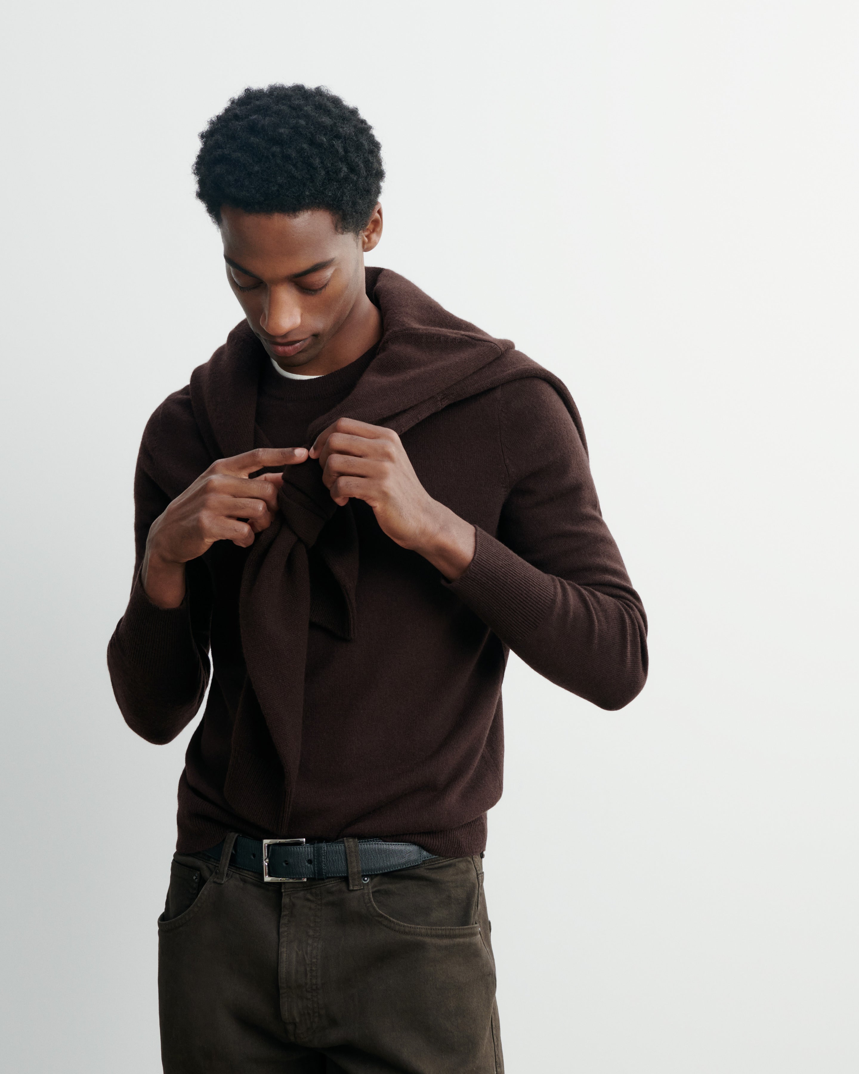 Pull col rond classique-CHOCOLAT-100% cachemire