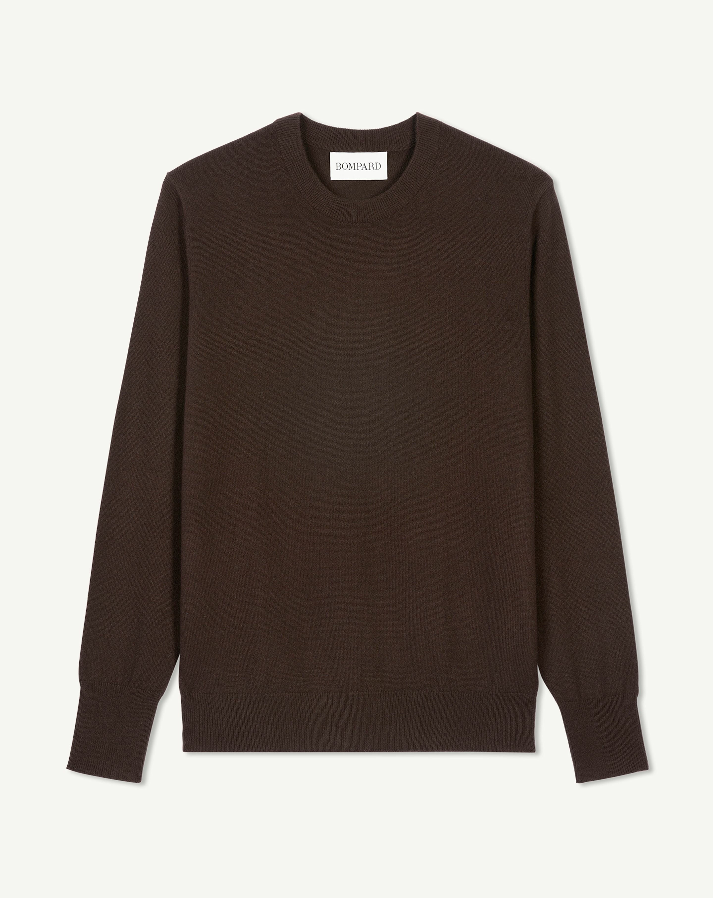 Pull col rond classique-CHOCOLAT-100% cachemire