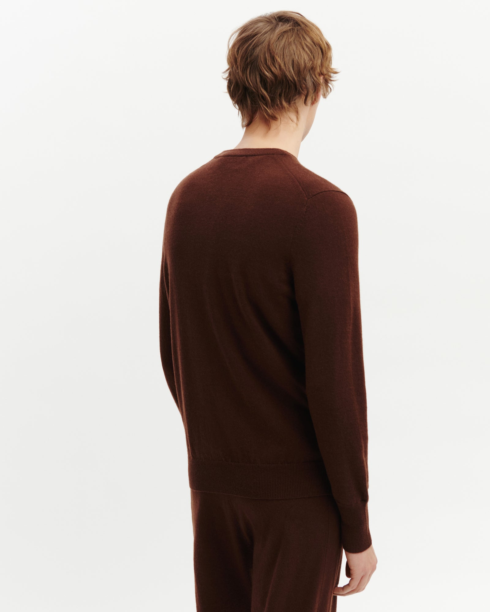 Pull col rond classique-CAFE-100% cachemire