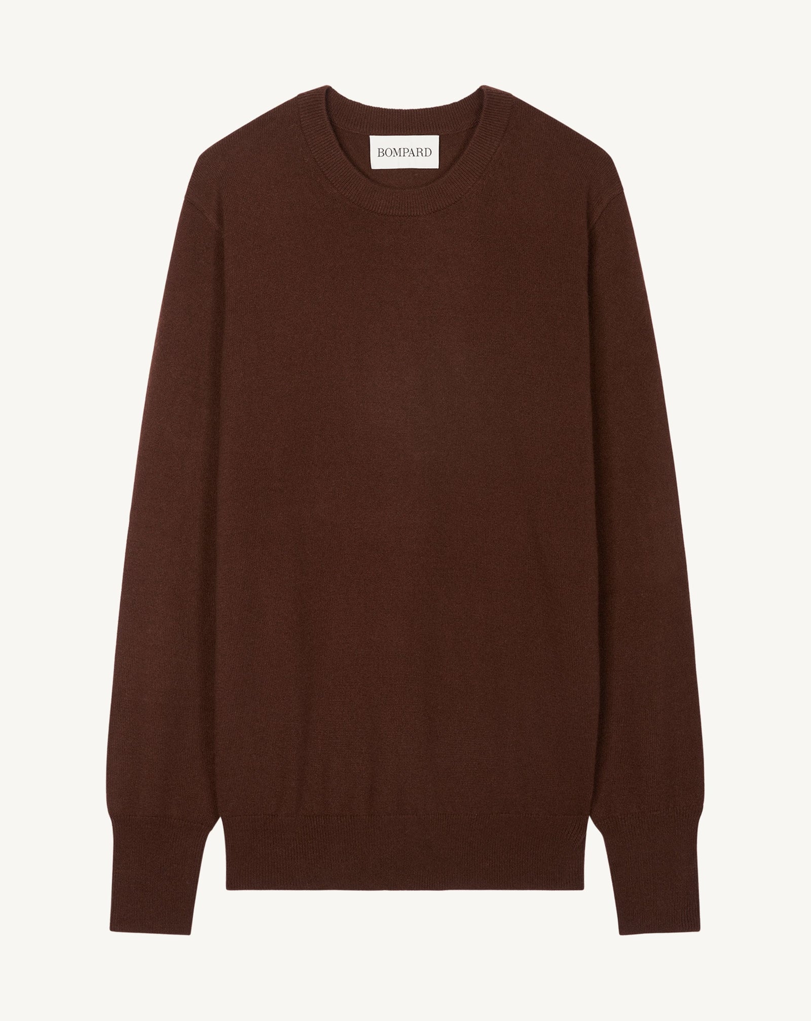 Pull col rond classique-CAFE-100% cachemire