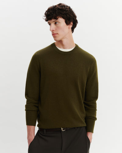 Pull col rond Origines-OLIVE-100% cachemire