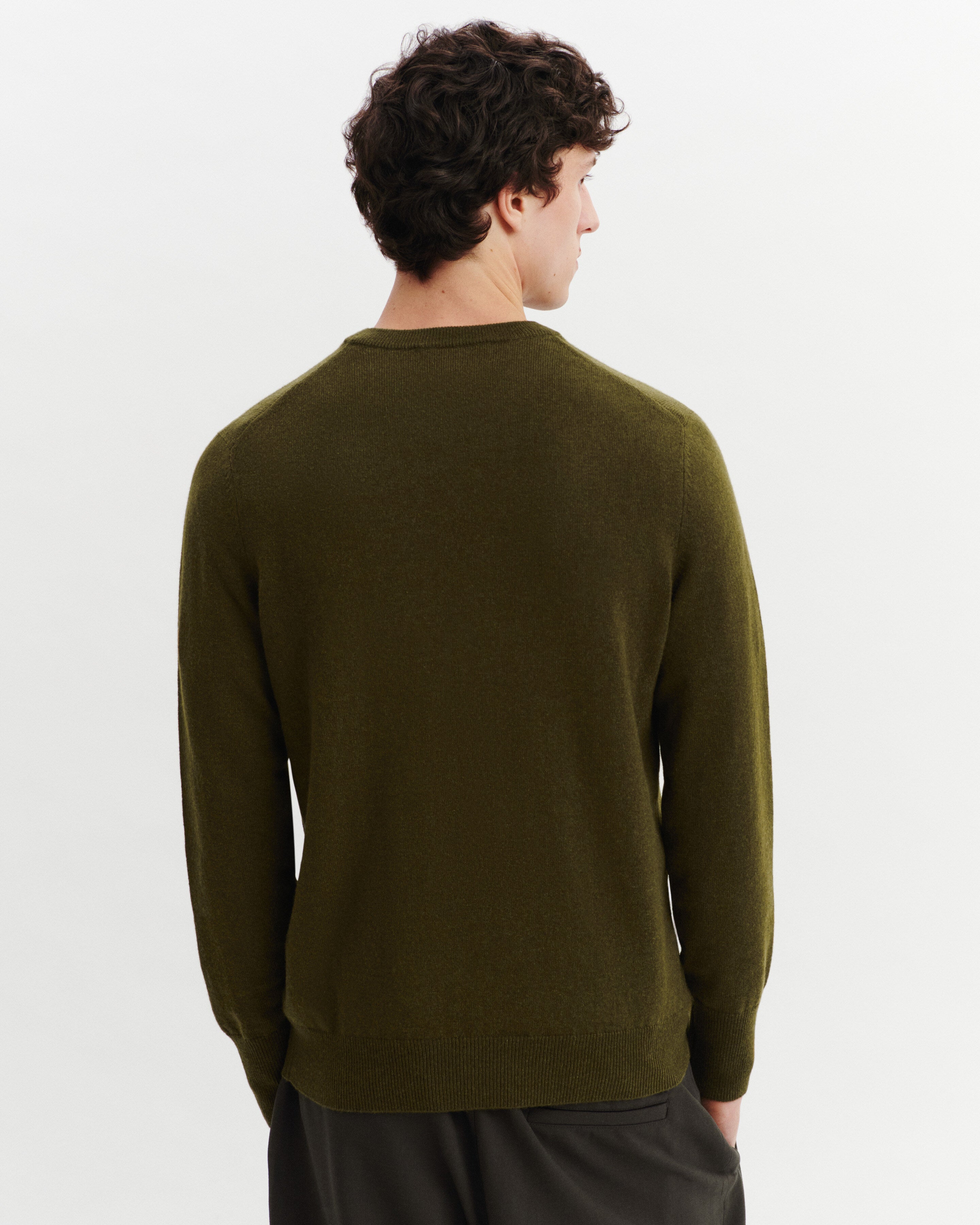 Pull col rond Origines-OLIVE-100% cachemire