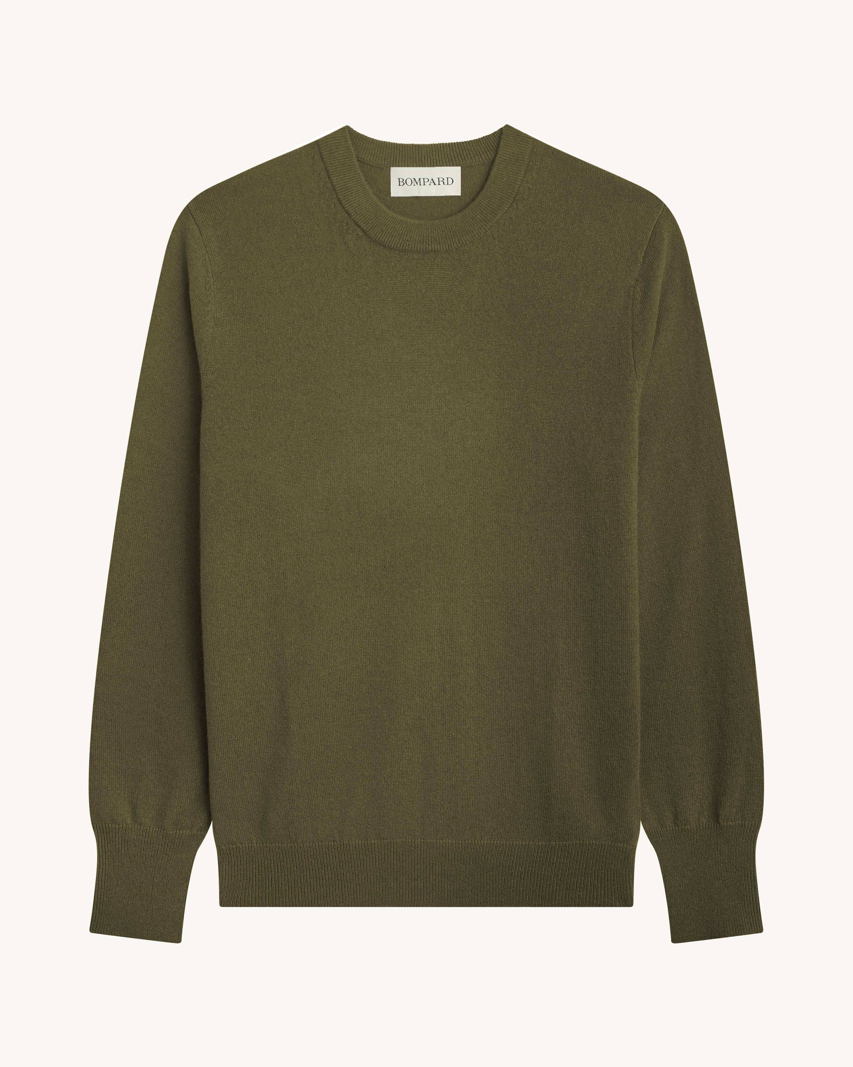 Pull col rond classique-OLIVE-100% cachemire