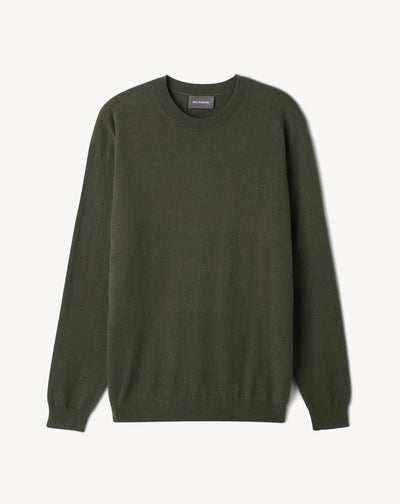 Pull col rond classique-KAKI OMBRE-100% CACHEMIRE