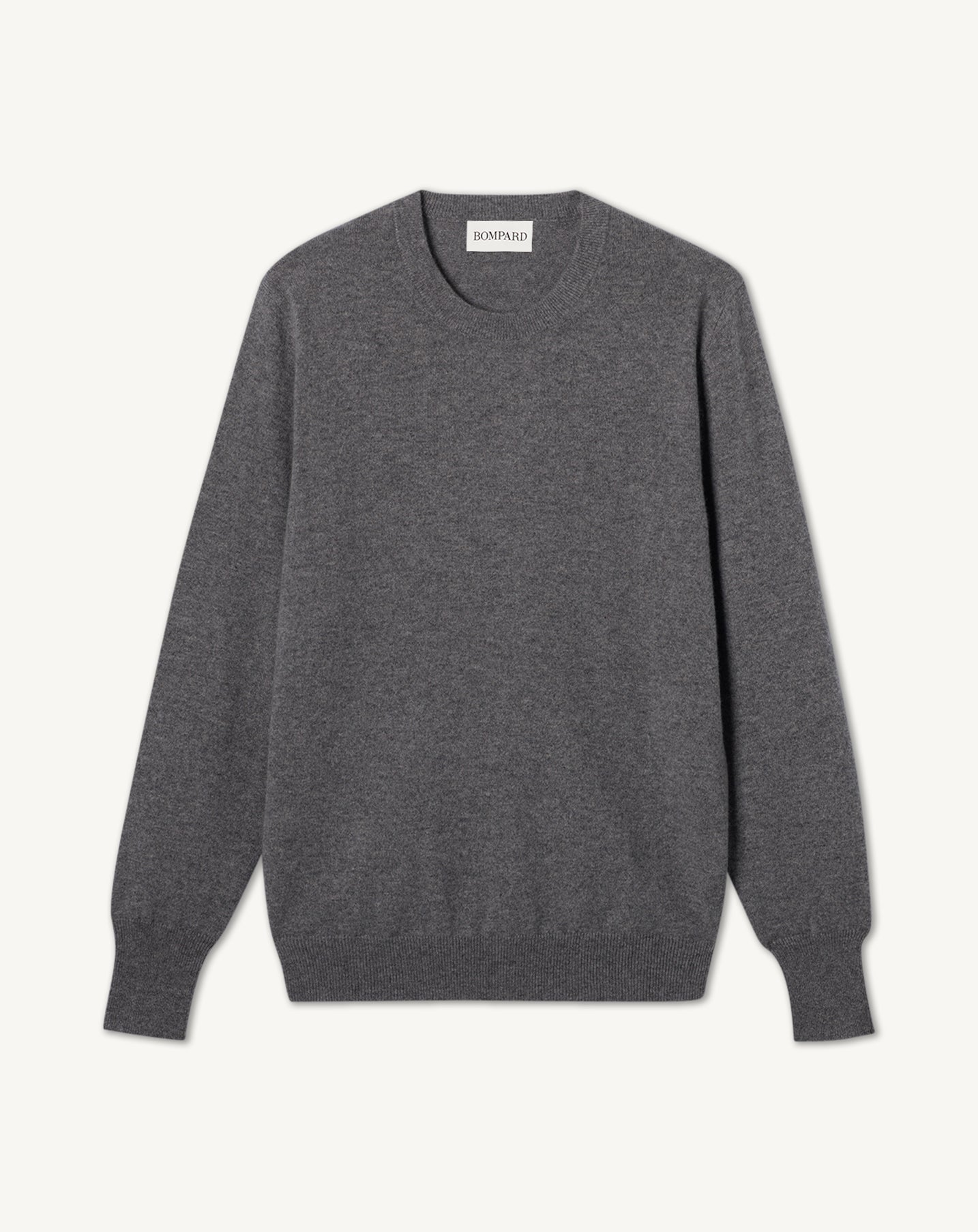 Pull col rond classique-GRIS METEORITE-100% CACHEMIRE