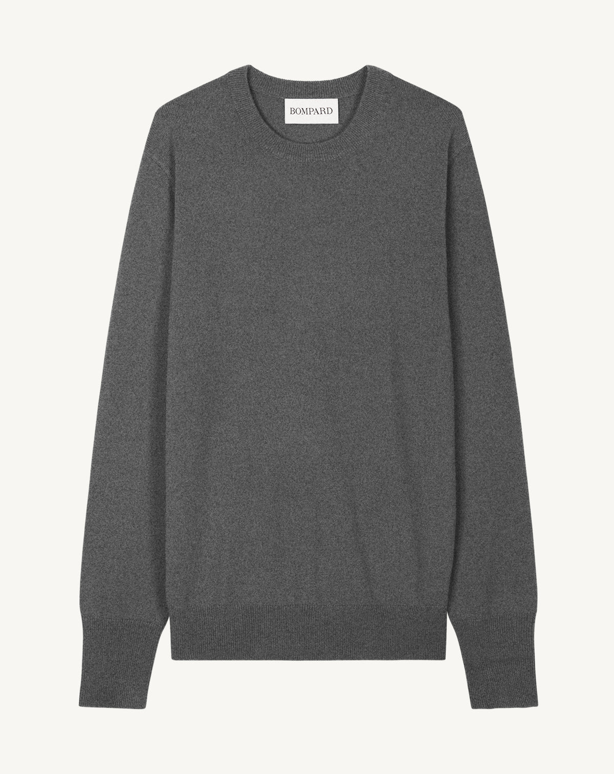 Pull col rond classique-GRIS METEORITE-100% CACHEMIRE