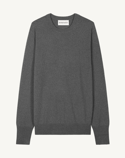 Pull col rond classique-GRIS METEORITE-100% CACHEMIRE