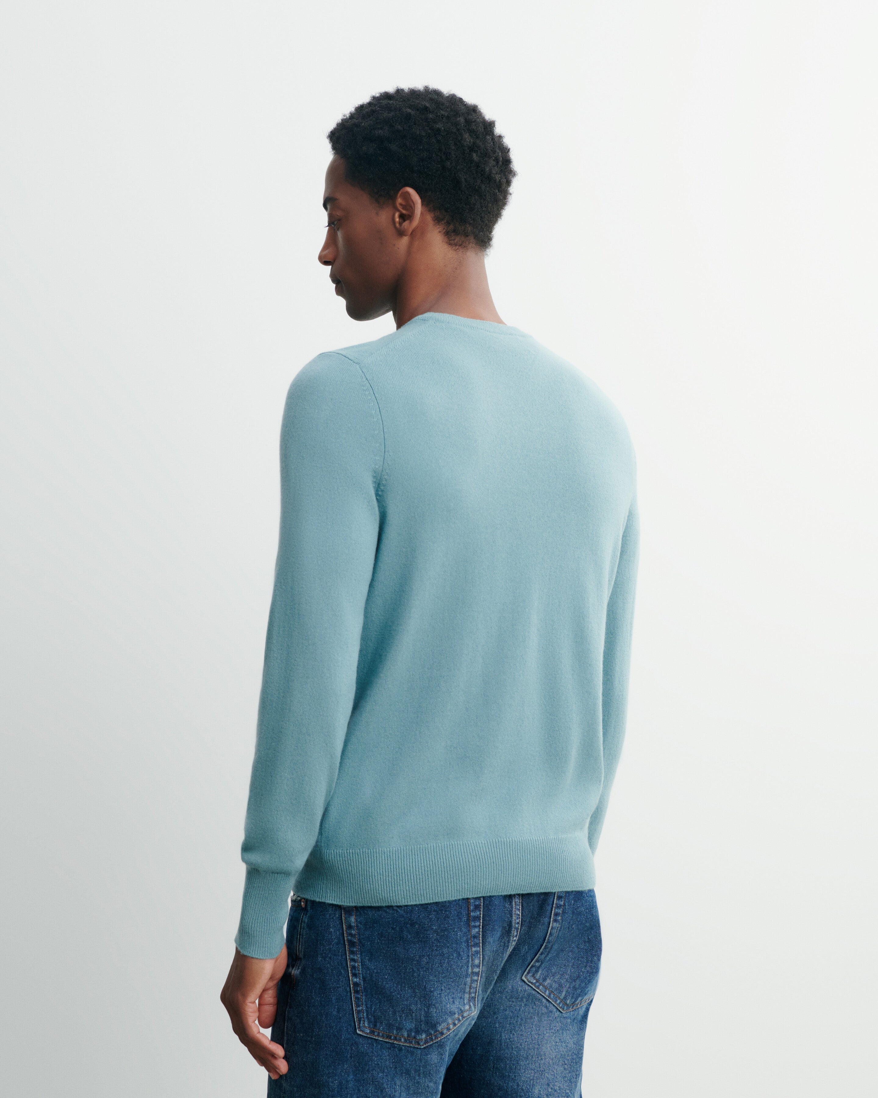 Pull col rond classique-BLEU ARCHIPEL-100% cachemire
