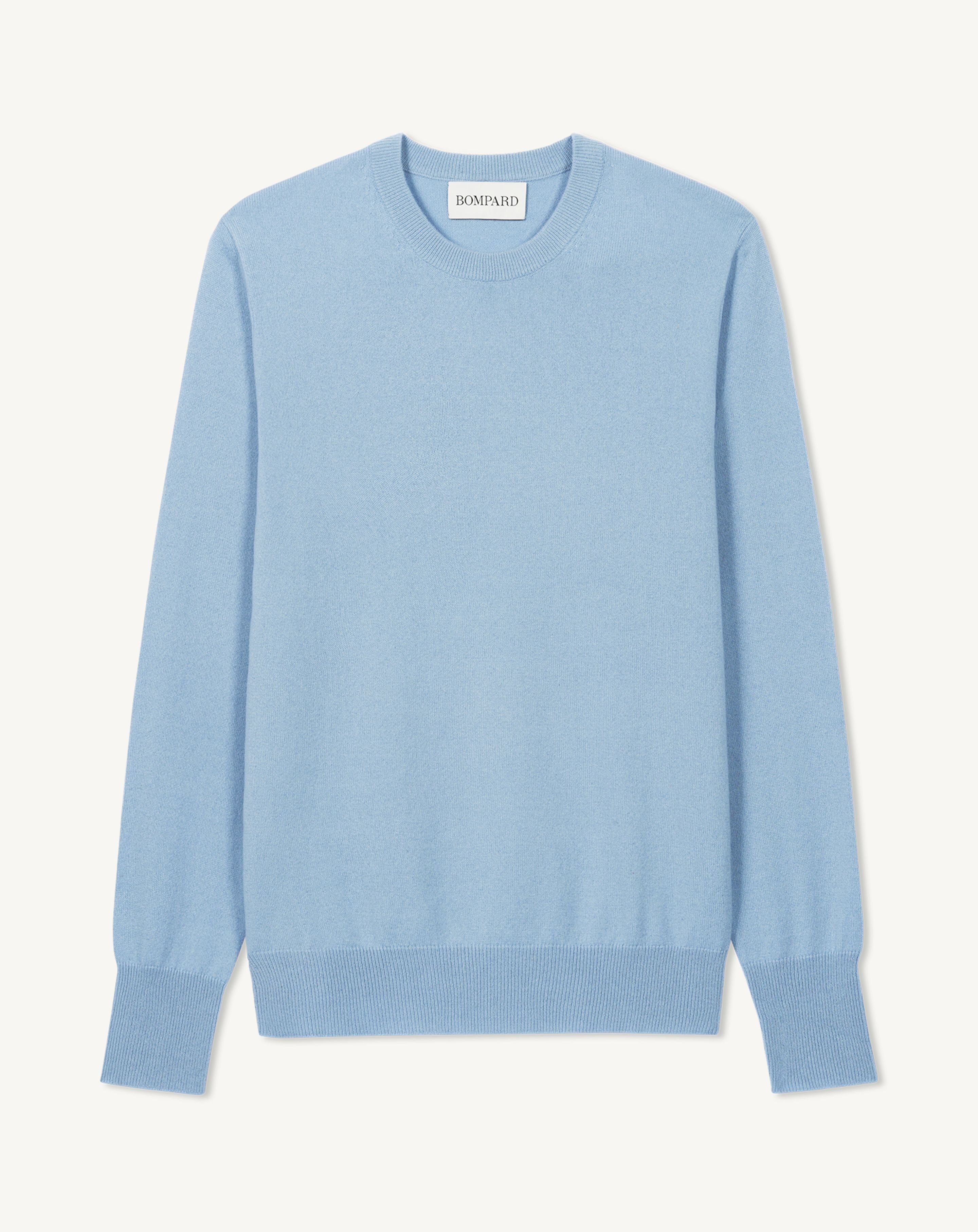 Pull col rond classique-BLEU CONCORDE-100% cachemire
