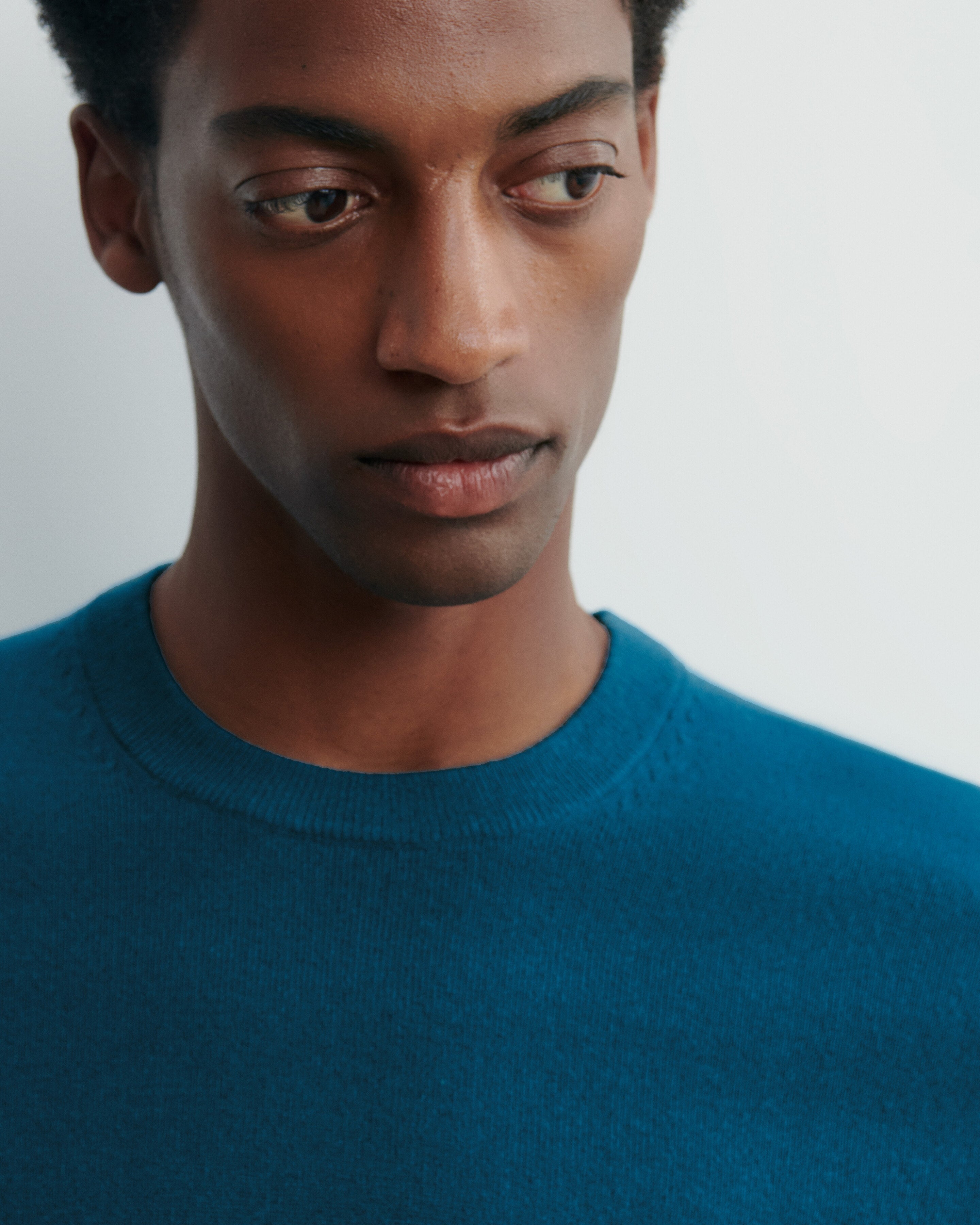 Pull col rond classique-BLEU PAGODE-100% cachemire