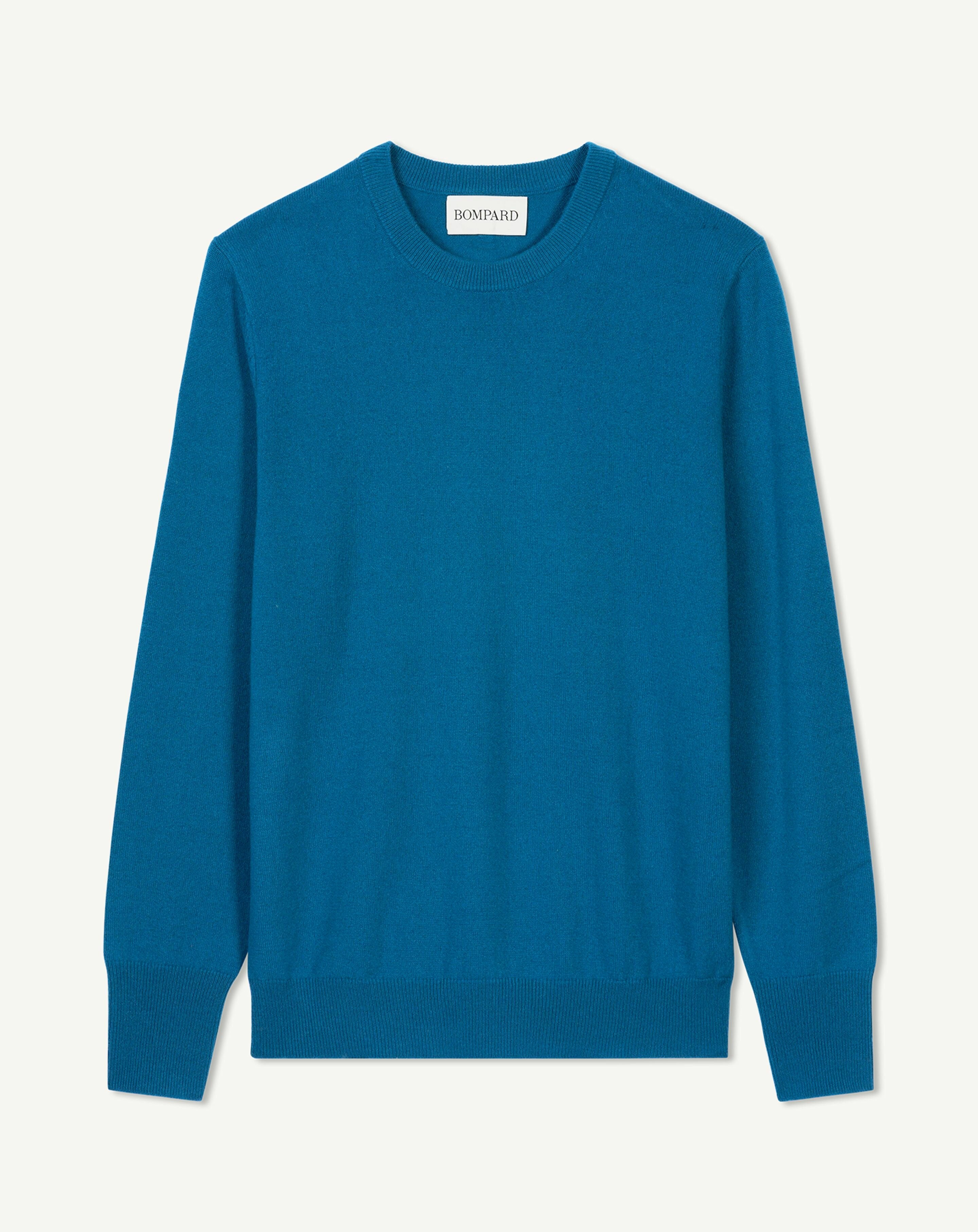 Pull col rond classique-BLEU PAGODE-100% cachemire