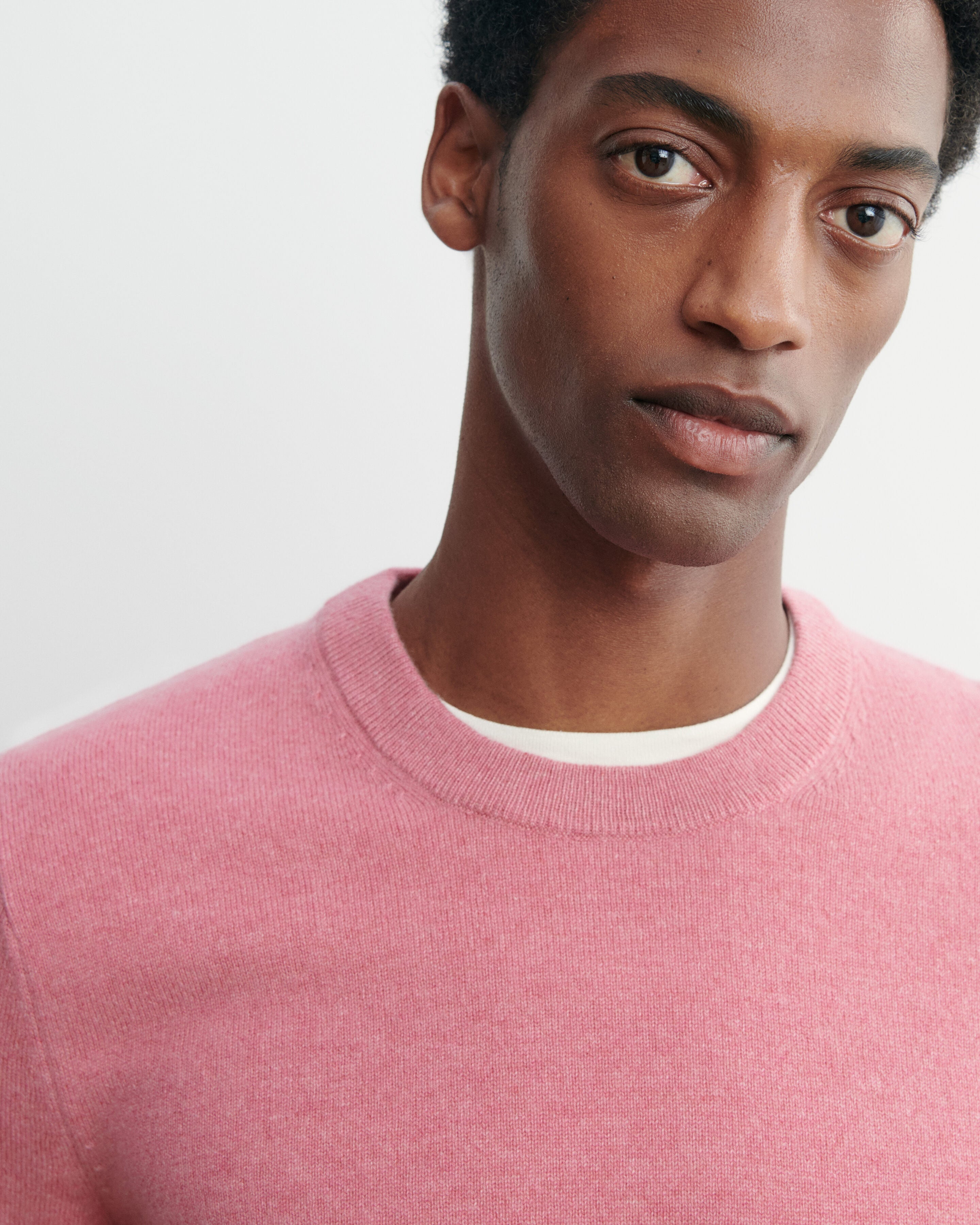 Pull col rond classique-ROSE CAMEO-100% cachemire