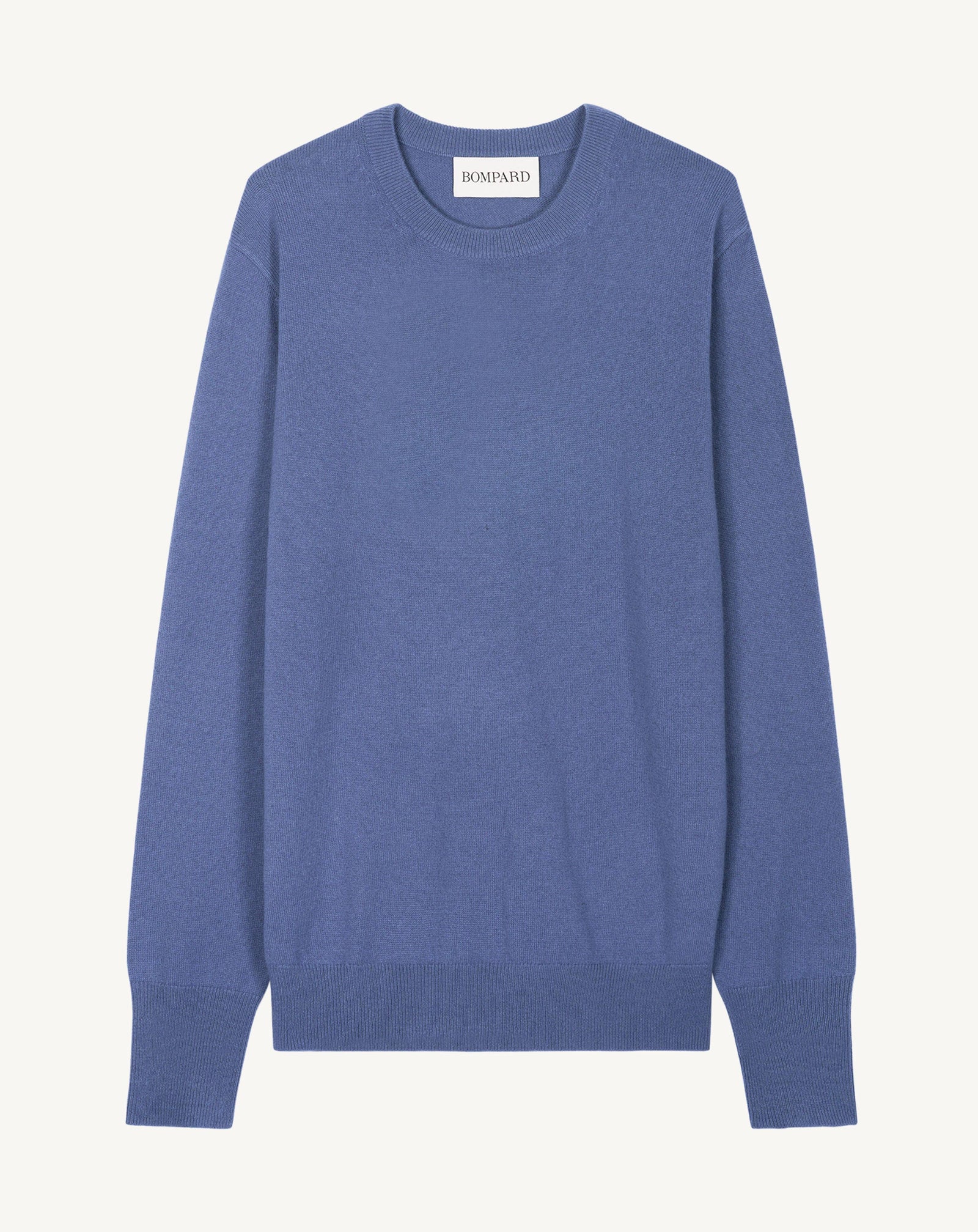 Pull col rond classique-BLEU ATLAS-100% cachemire