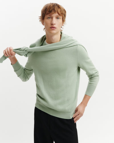 Pull col rond classique-VERT AMANDE-100% cachemire