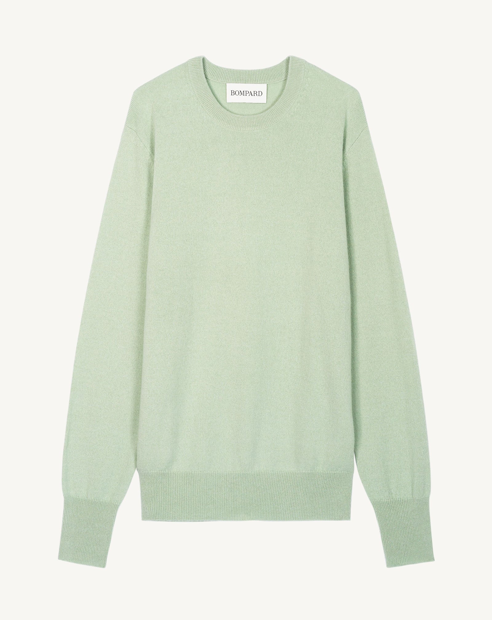 Pull col rond classique-VERT AMANDE-100% cachemire