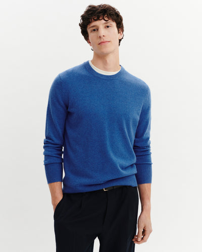 Pull col rond Origines-BLEU DE DELFT-100% cachemire