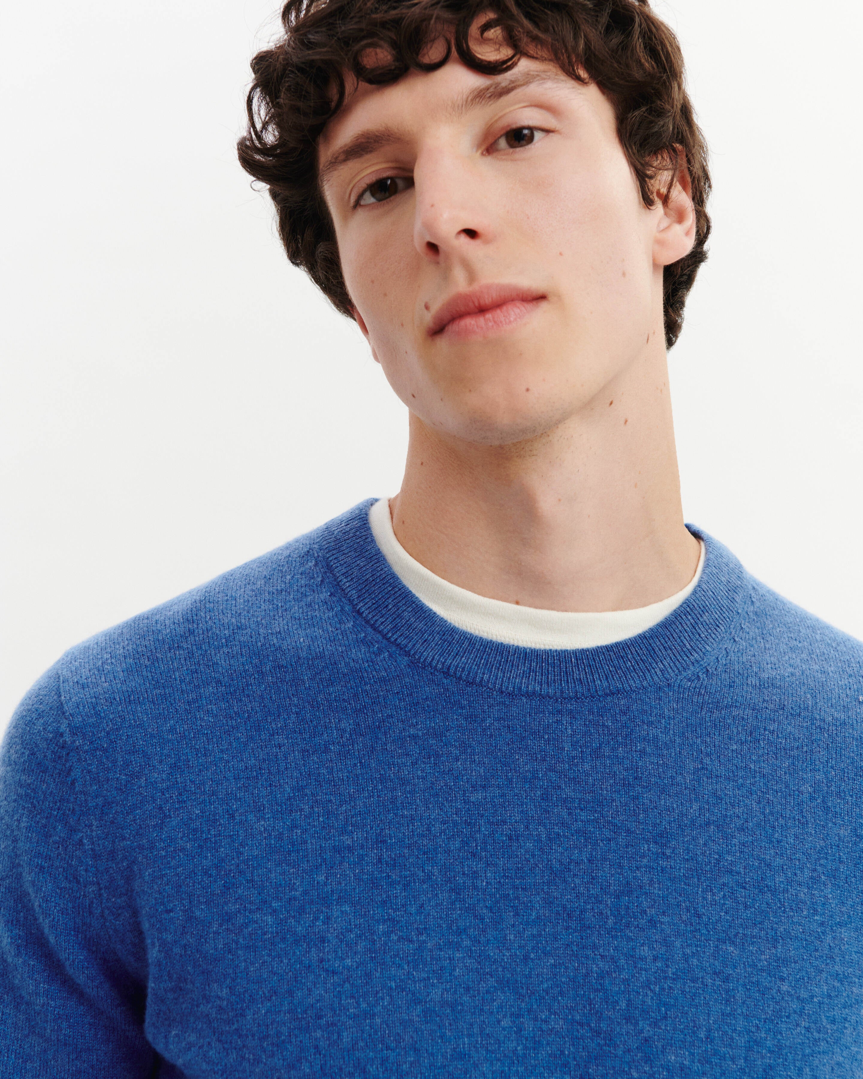 Pull col rond Origines-BLEU DE DELFT-100% cachemire
