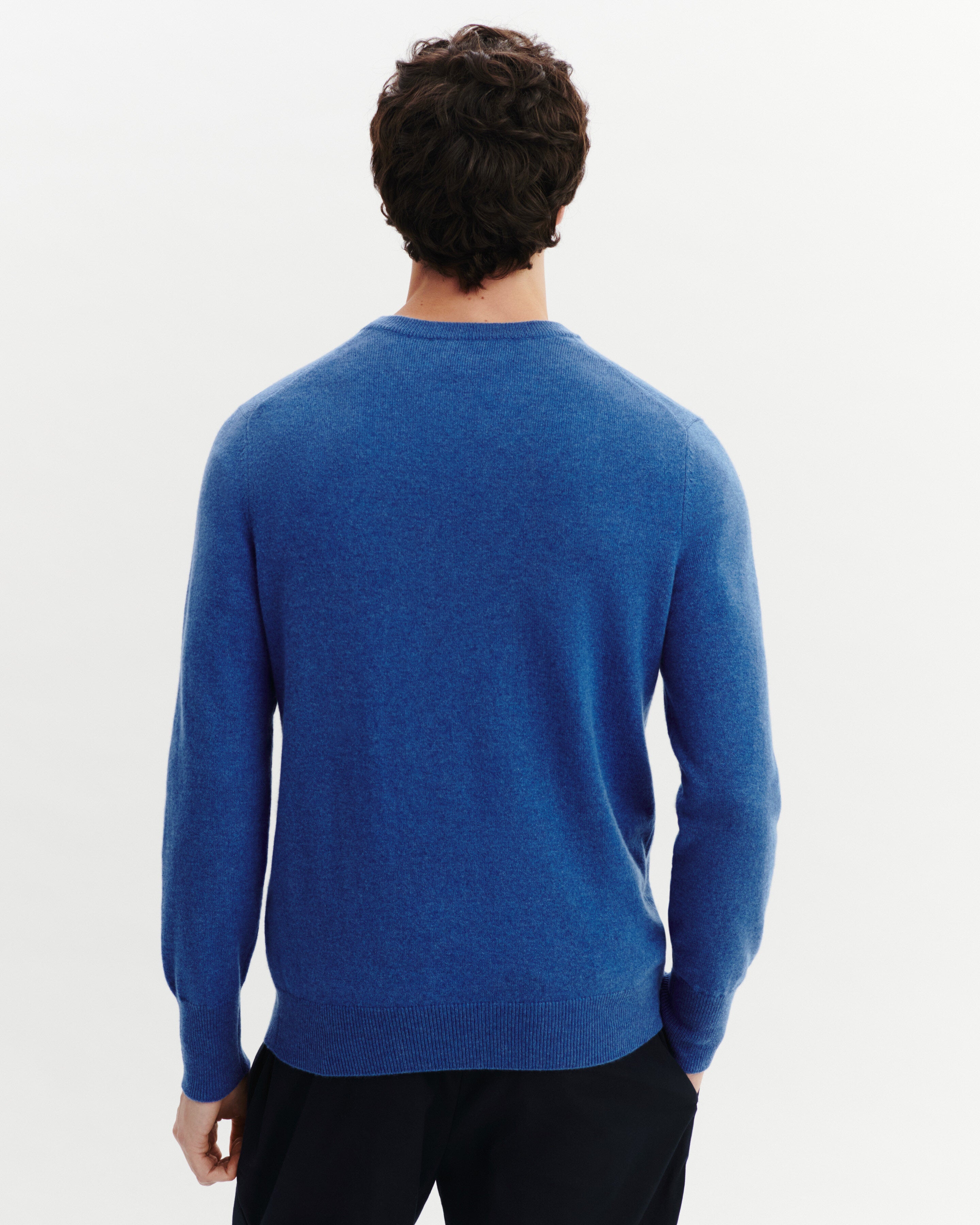 Pull col rond Origines-BLEU DE DELFT-100% cachemire