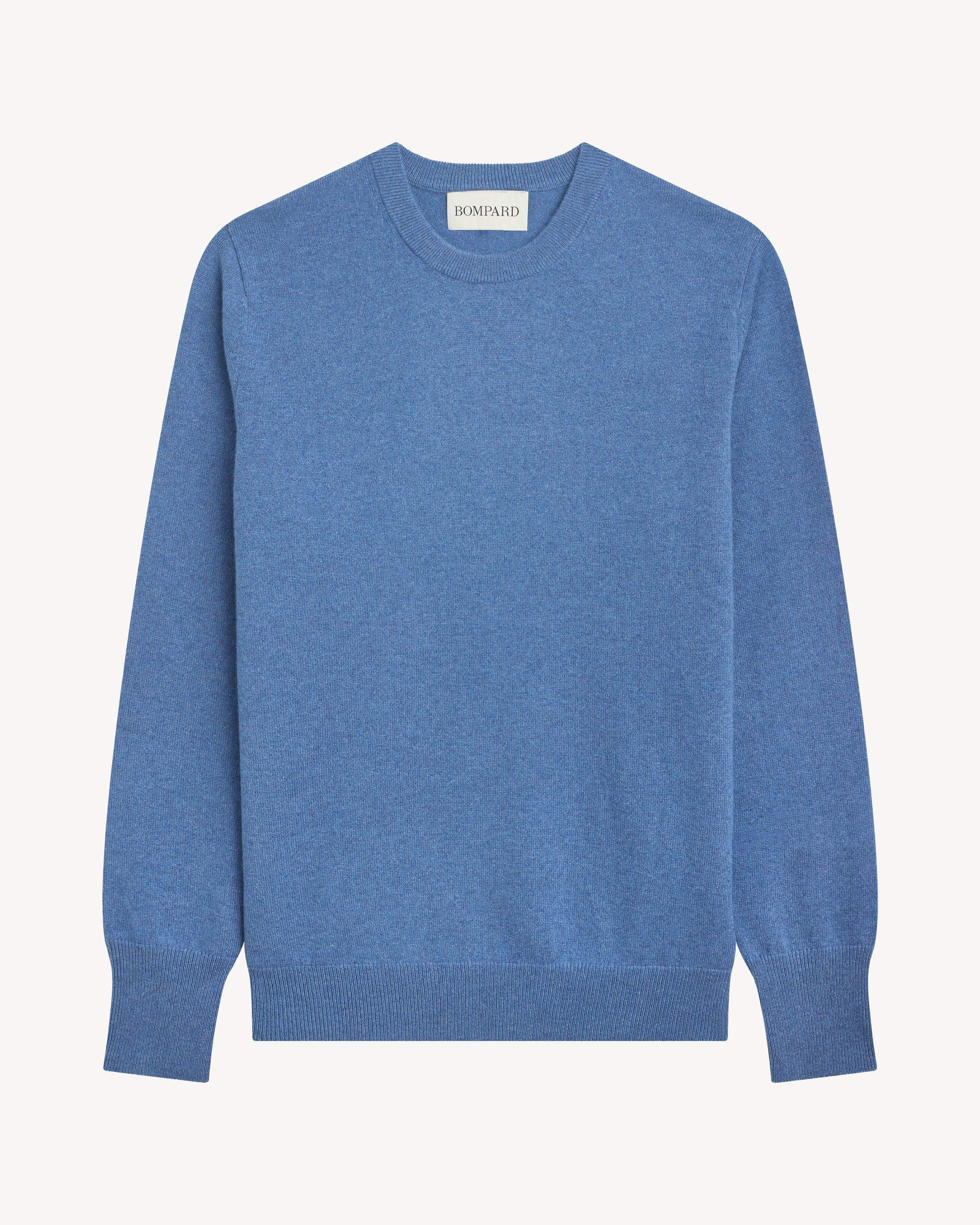 Pull col rond classique-BLEU DE DELFT-100% cachemire