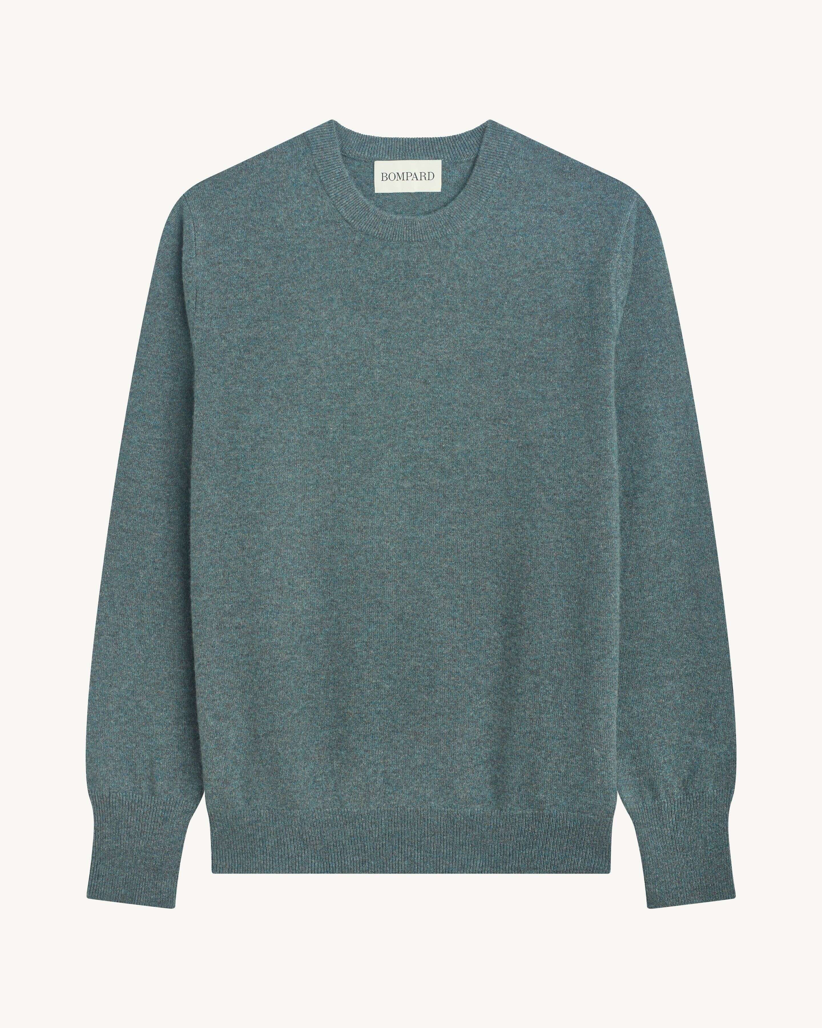 Pull col rond classique-BLEU GRANIT-100% cachemire