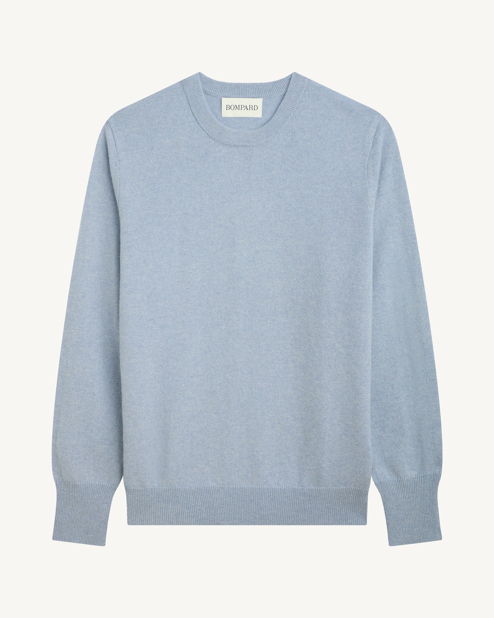 Pull col rond classique-BLEU GLACIER-100% cachemire