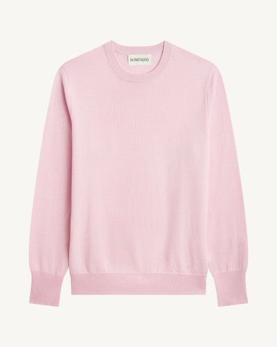 Pull col rond classique-ROSE QUARTZ-100% cachemire