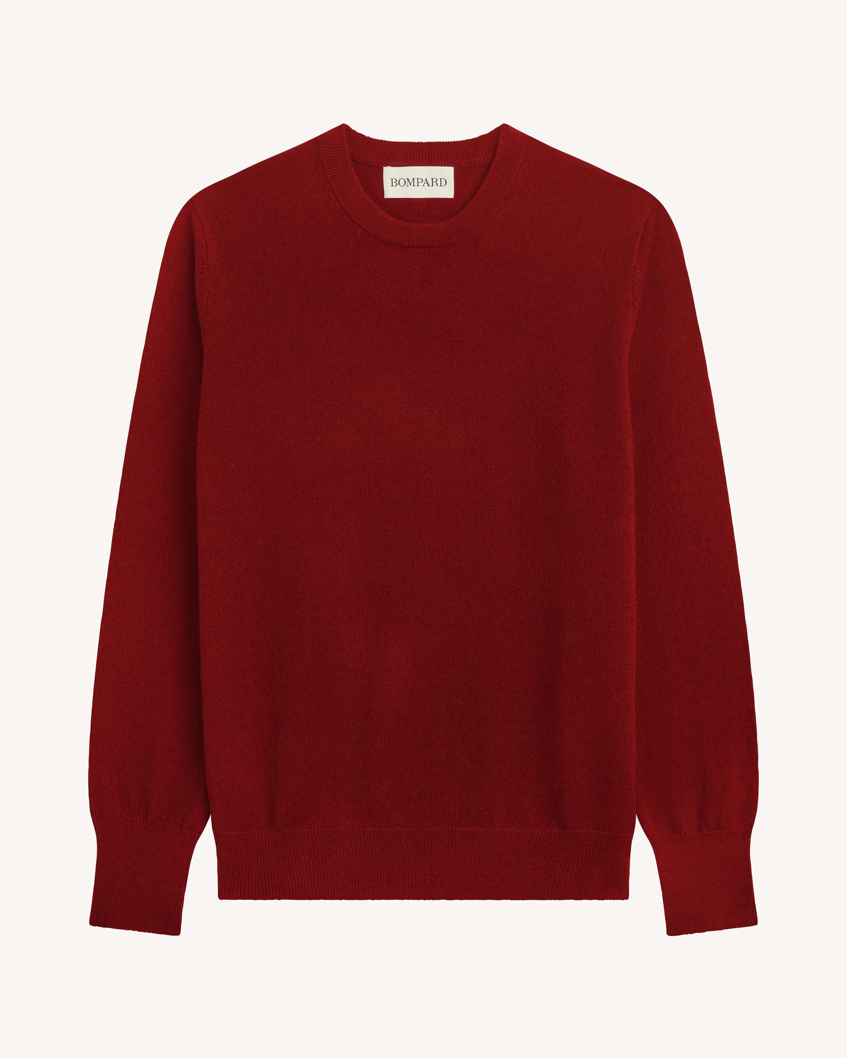 Pull col rond classique-ROUGE D'ORIENT-100% cachemire