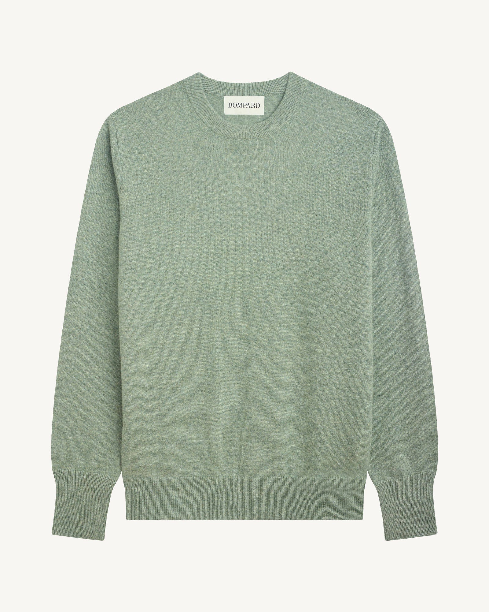 Pull col rond classique-VERT DE GRIS-100% cachemire