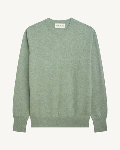 Pull col rond classique-VERT DE GRIS-100% cachemire