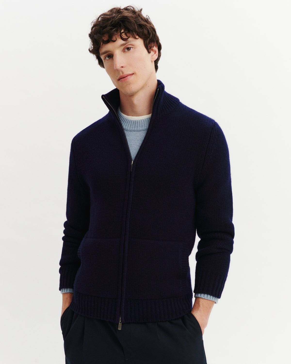 Blouson 12 fils-MARINE-100% cachemire