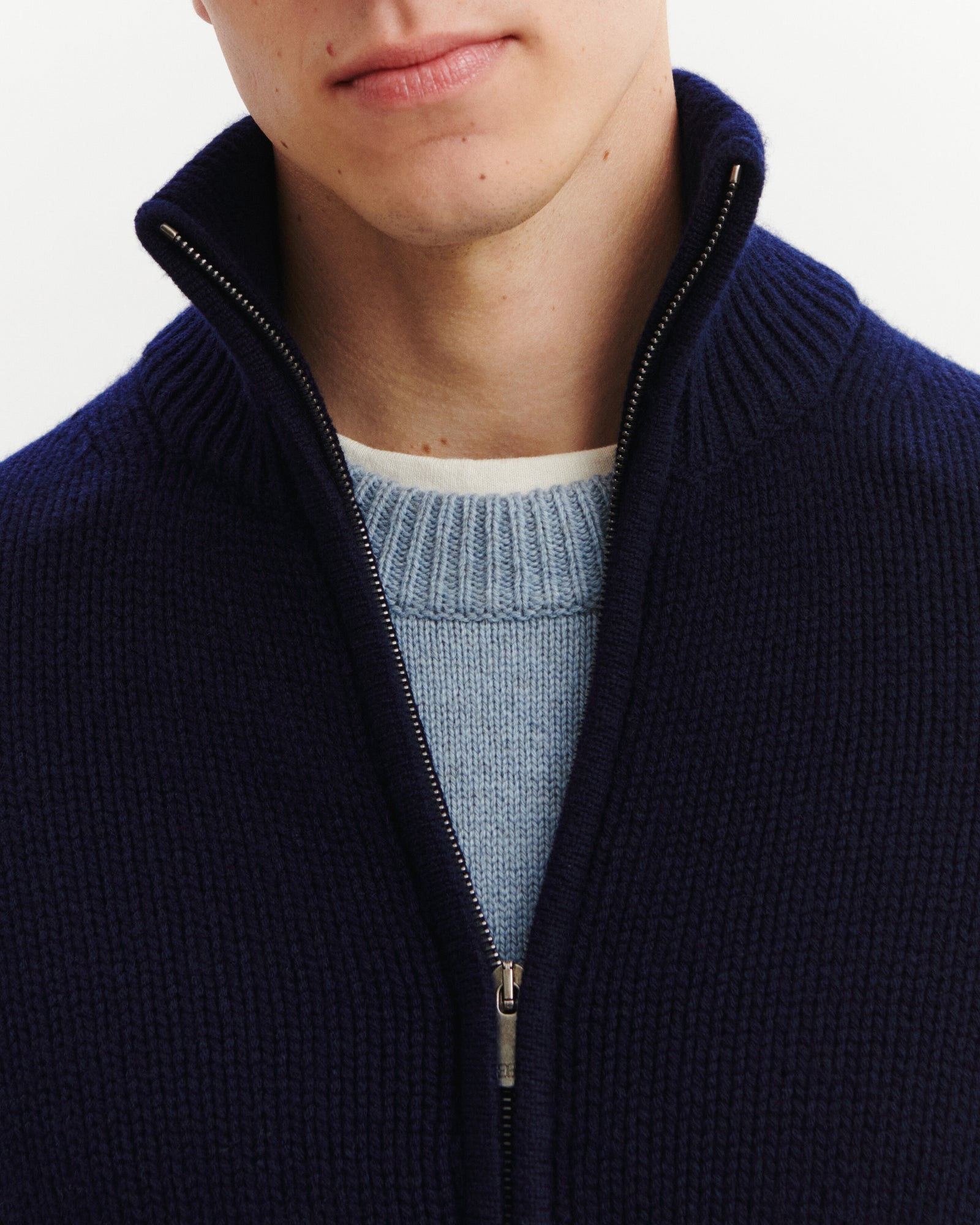 Blouson 12 fils-MARINE-100% cachemire