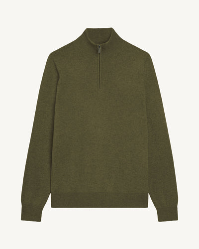 Pull camionneur-OLIVE-100% cachemire