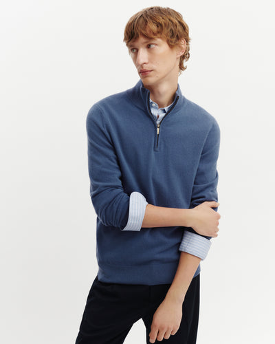 Pull camionneur-BLEU ATLAS-100% cachemire