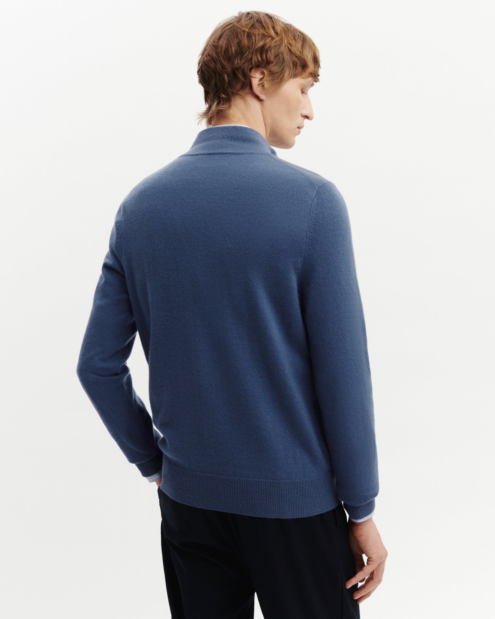 Pull camionneur-BLEU ATLAS-100% cachemire