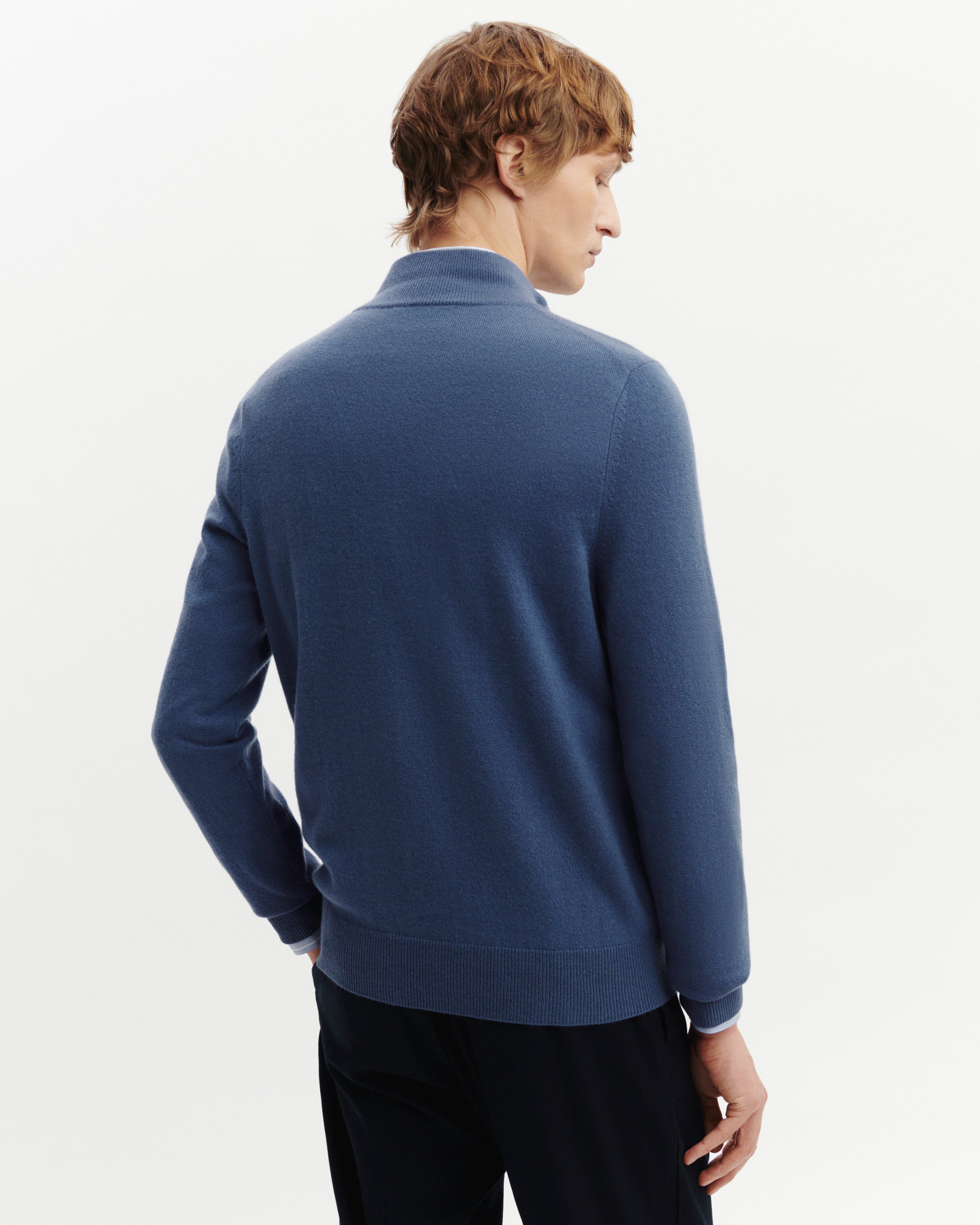 Pull camionneur-BLEU ATLAS-100% cachemire