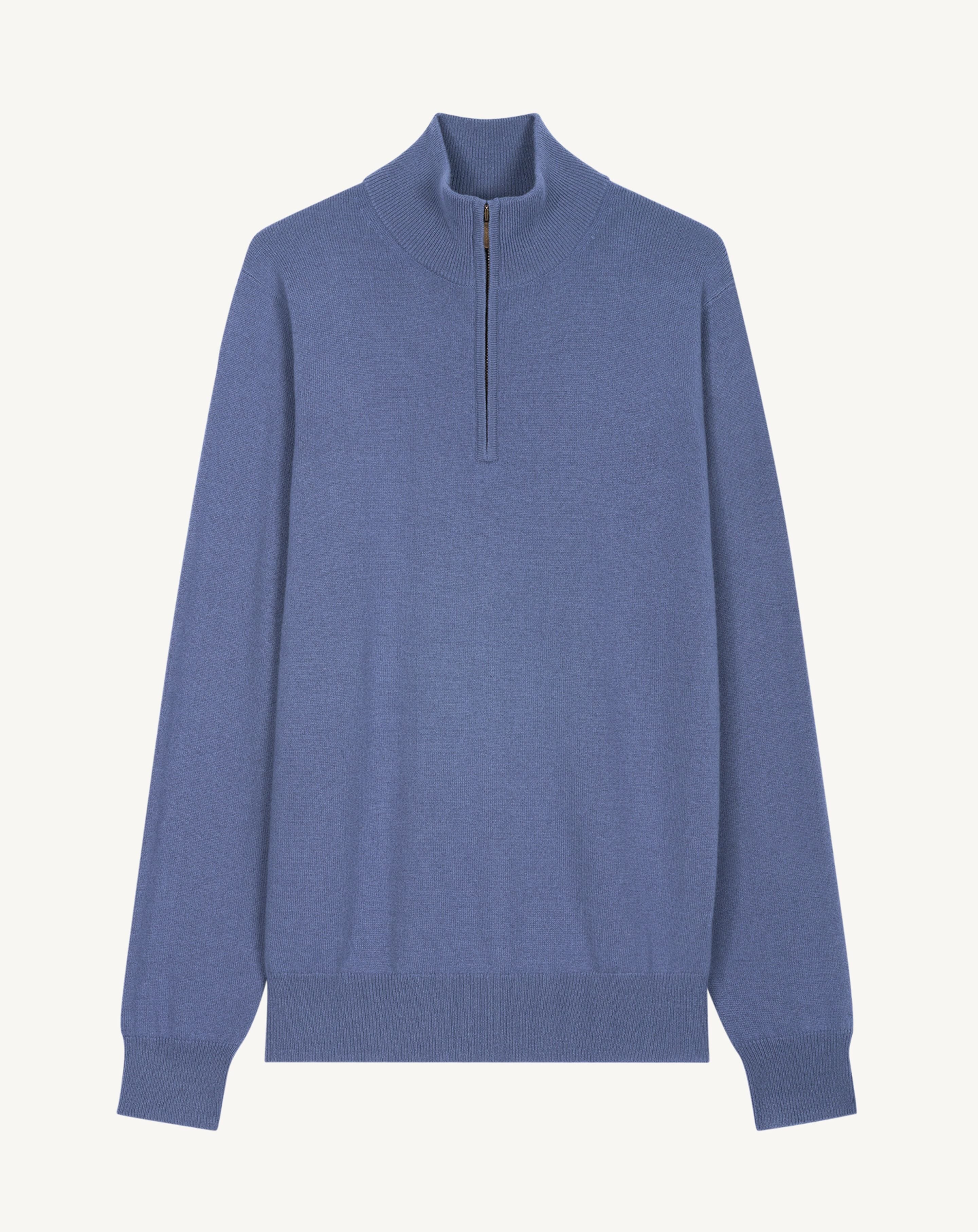 Pull camionneur-BLEU ATLAS-100% cachemire
