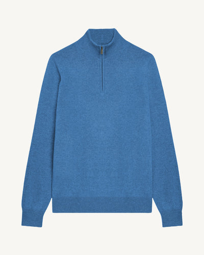 Pull camionneur-BLEU DE DELFT-100% cachemire